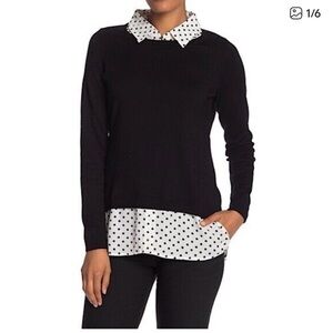 Black and White Polka Dot Layered Women's Top
